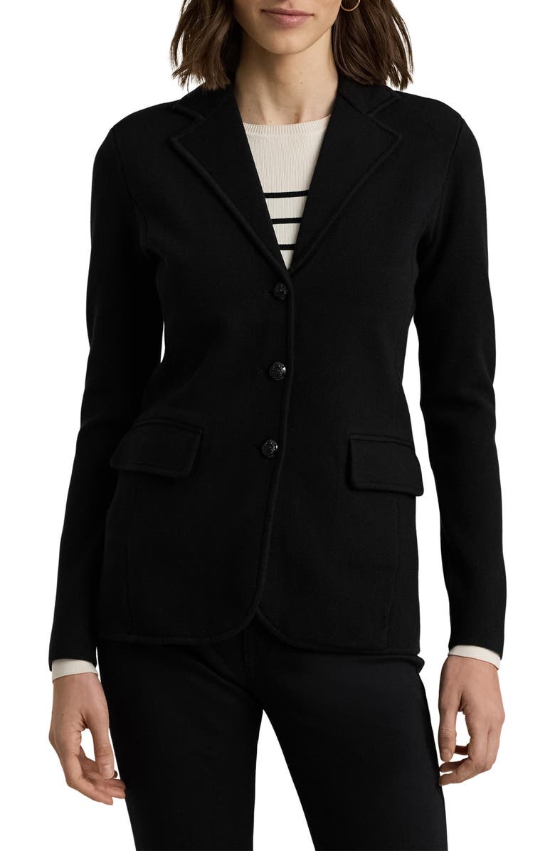 Lauren Ralph Lauren Combed Cotton Blend Blazer, Main, color, Polo Black