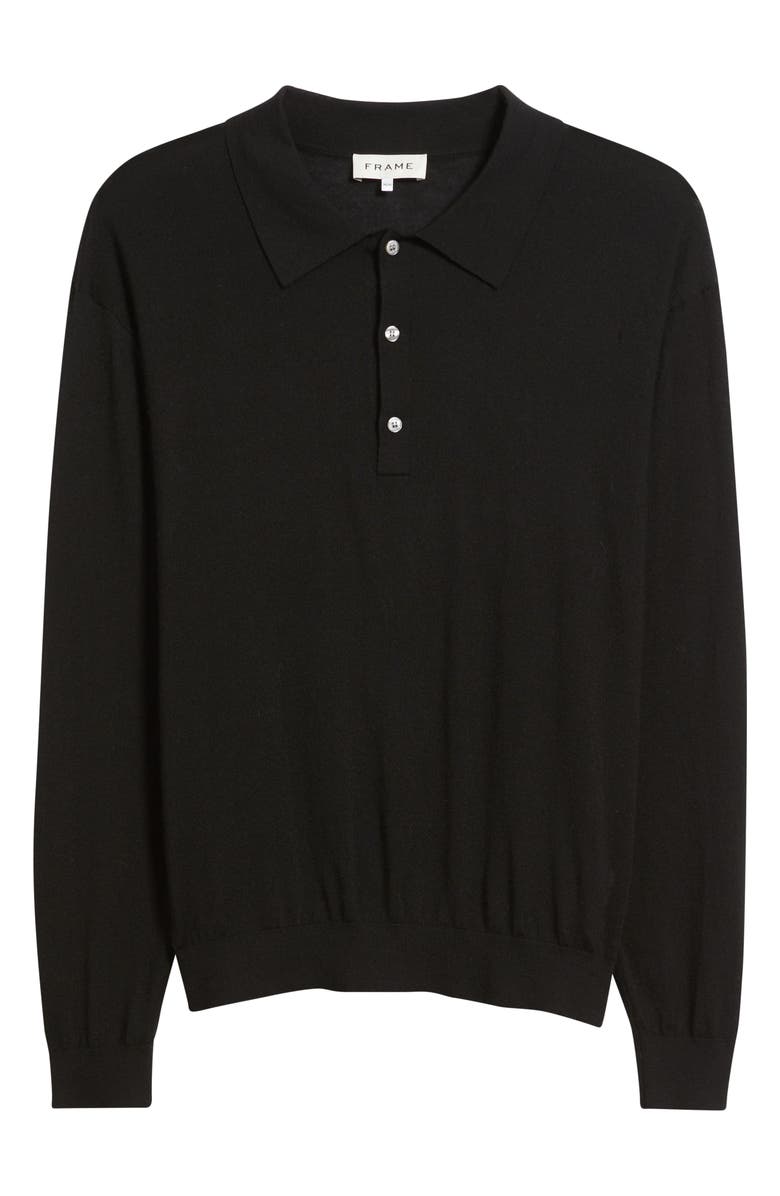 FRAME Superfine Merino Wool & Cashmere Polo Sweater, Alternate, color, Black