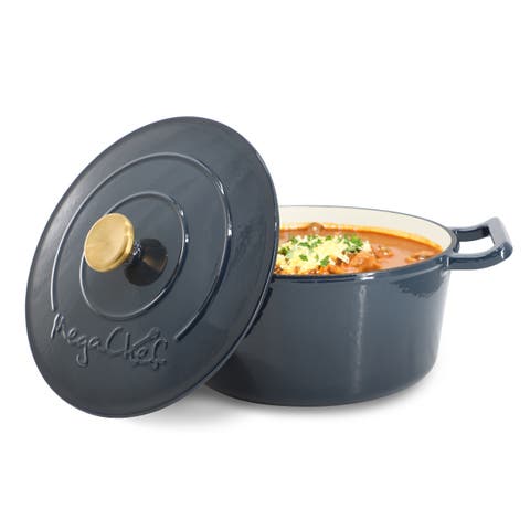 5.3 Quarts Round Enameled Cast Iron Casserole with Self Basting Lid