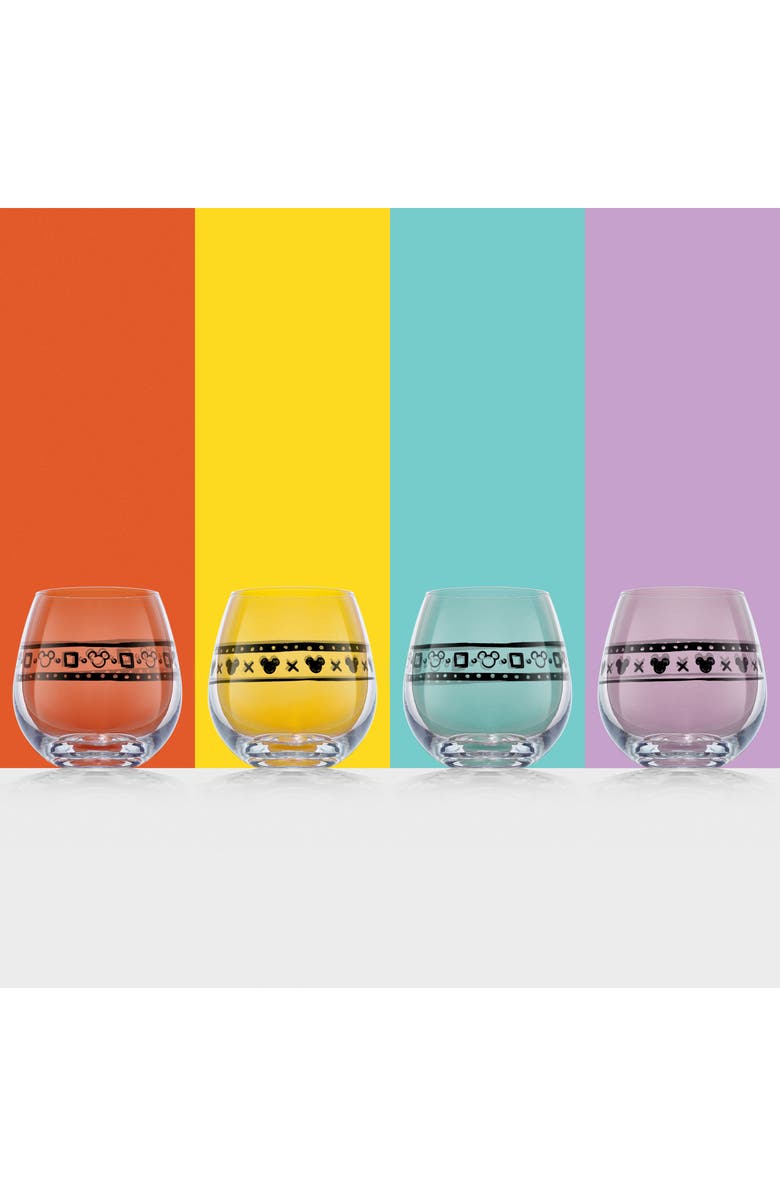 JoyJolt Disney Geo Picnic Wine Glasses - Set of 4, Alternate, color, Glass