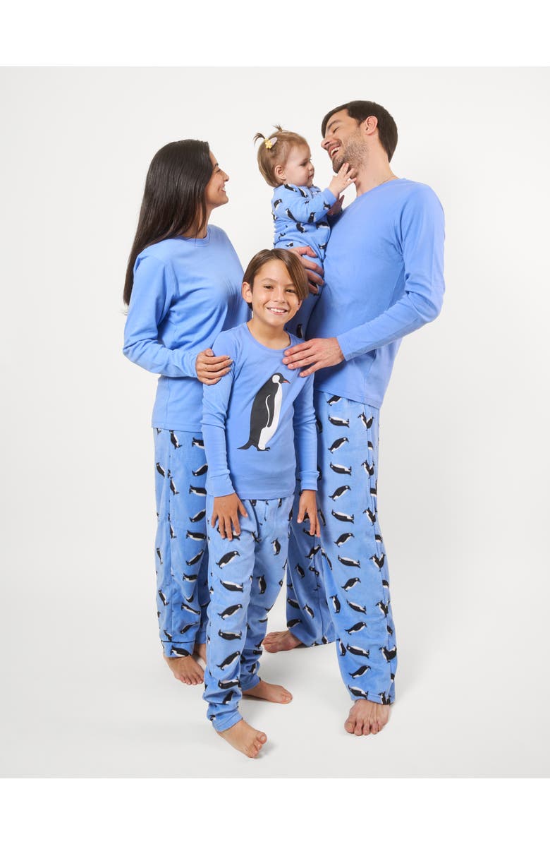 Leveret Footed Fleece Printed Matching Family Holiday Pajamas, Alternate, color, Penguin
