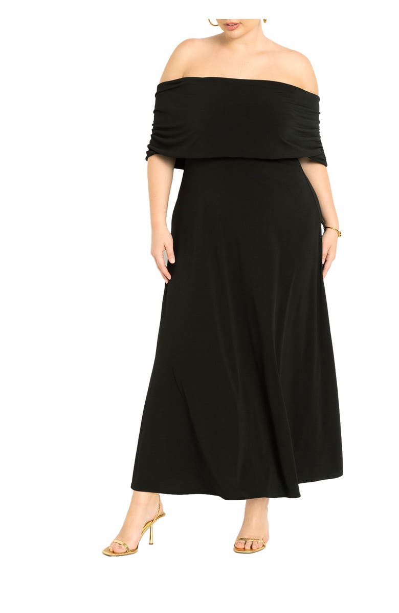 ELOQUII Off The Shoulder Maxi Dress, Main, color, Black Onyx