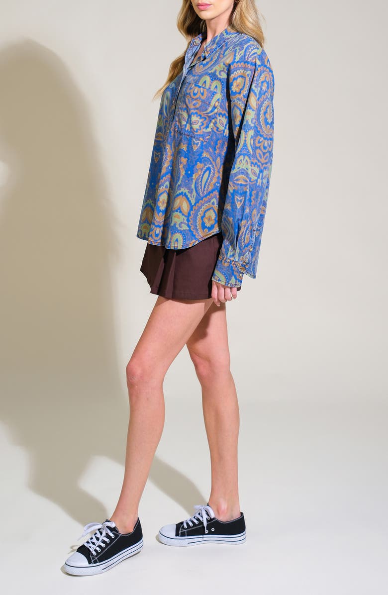 FLYING TOMATO Paisley Long Sleeve Chambray Shirt, Alternate, color, Chambray