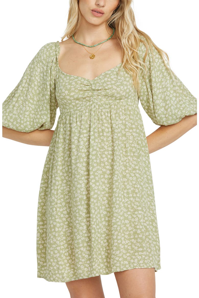 Ray of Sun Floral Puff Sleeve Dress, Alternate, color, AVOCADO