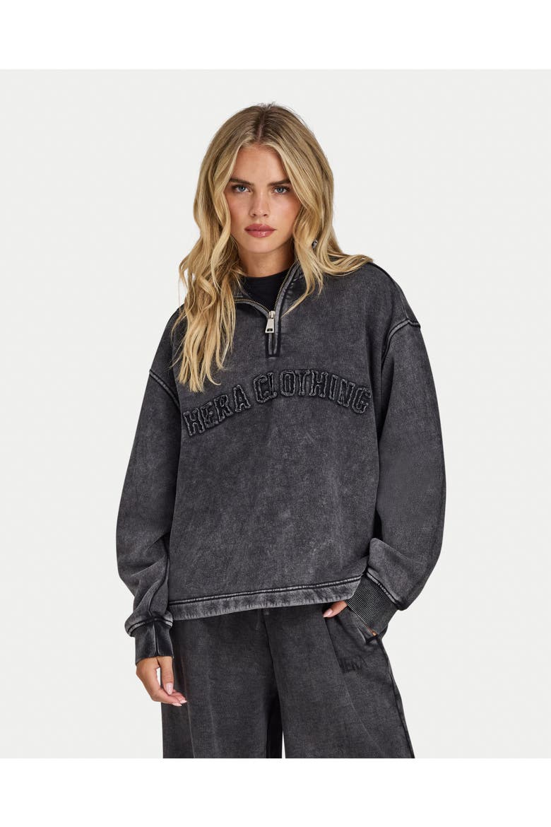Faded 1/4 Zip Sweatshirt, Main, color, Washed Black
