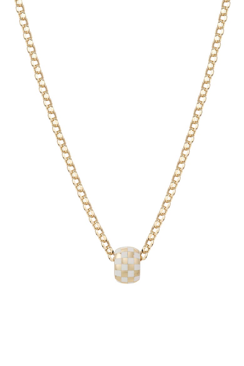 Big Bead White Enamel Checkerboard Rolo Necklace, Main, color, YELLOW