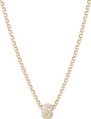 Adina Reyter Big Bead White Enamel Checkerboard Rolo Necklace
