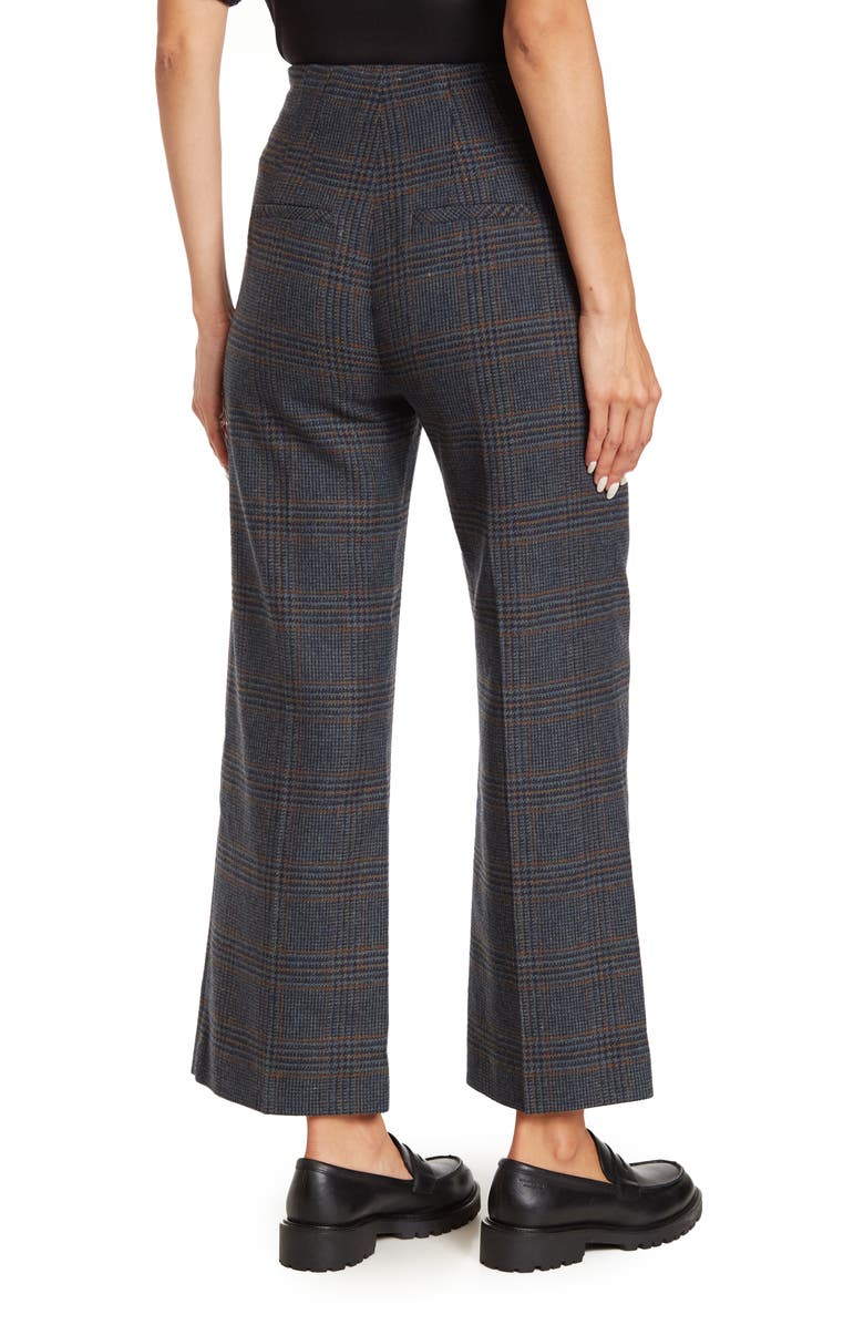 Veronica Beard Dova Glen Plaid Ankle Wide Leg Wool Pants, Alternate, color,