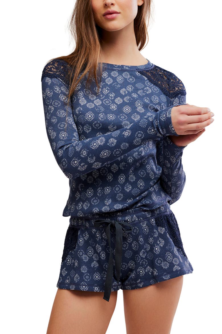 Made You Blush Thermal Layering Top, Main, color, POLO BLUE COMBO