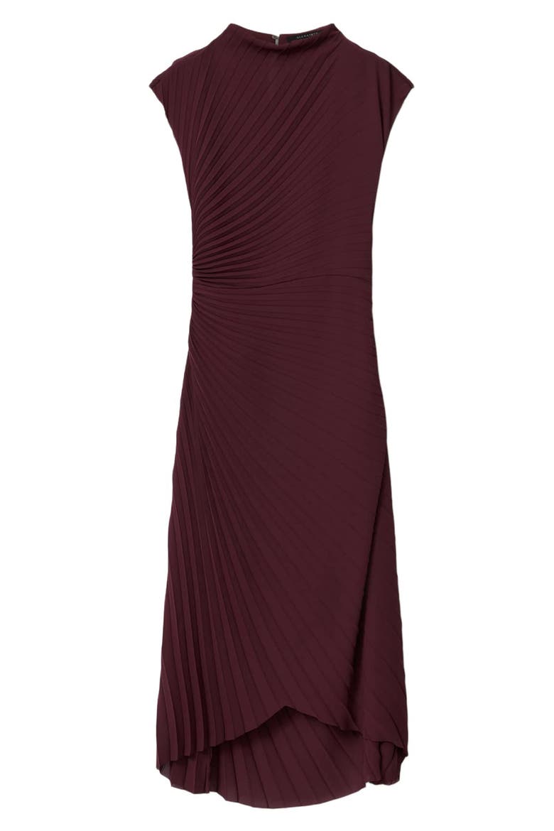 Rayanna Sunray Pleated Dress, Alternate, color, OXBLOOD RED
