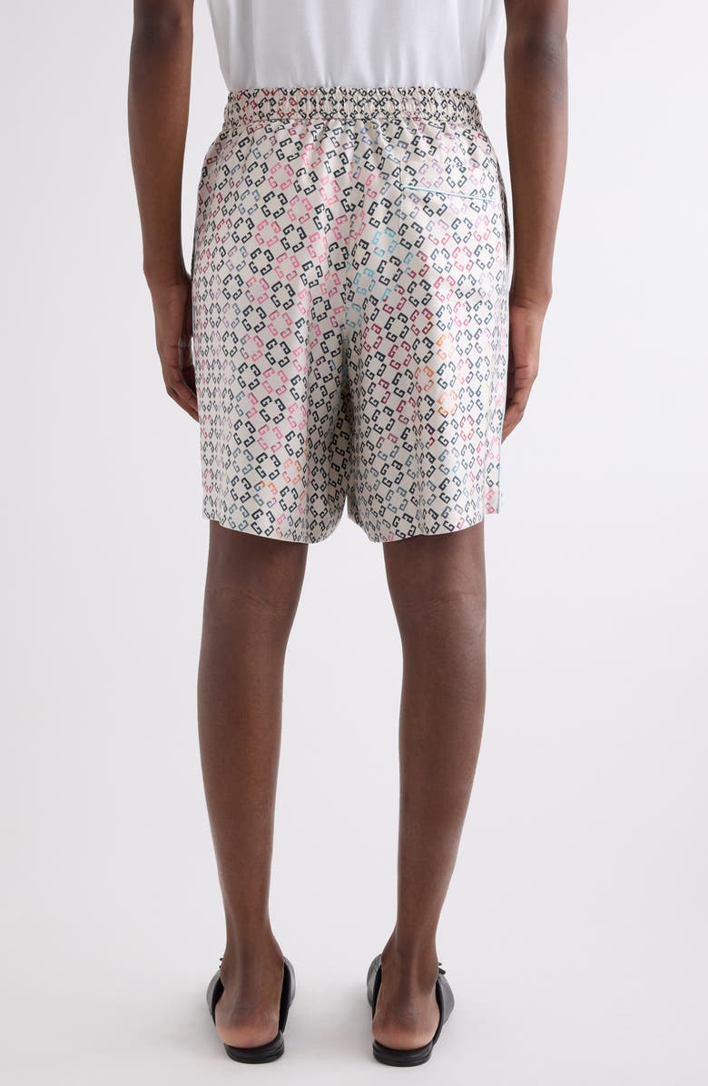 Givenchy Monogram 72 Print Silk Pajama Shorts, Alternate, color, White Multicolored