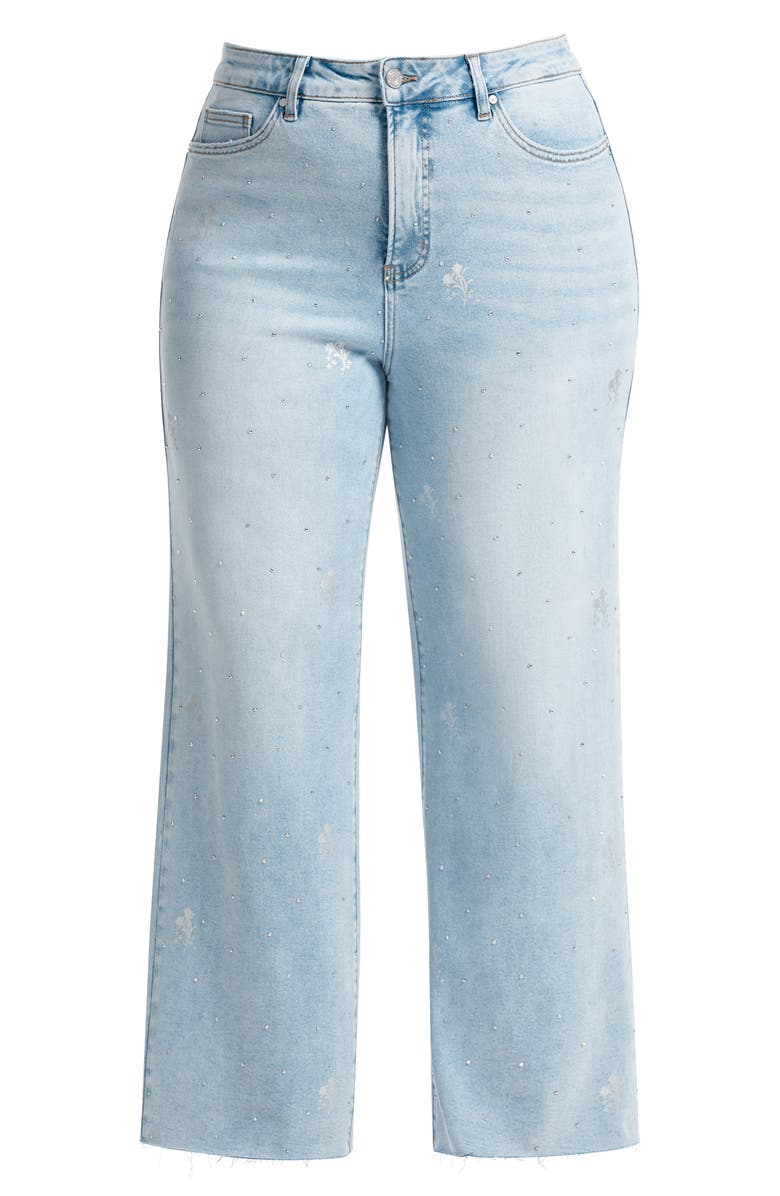Bayeas Embellished High Waist Wide Leg Jeans, Alternate, color, Light Blue