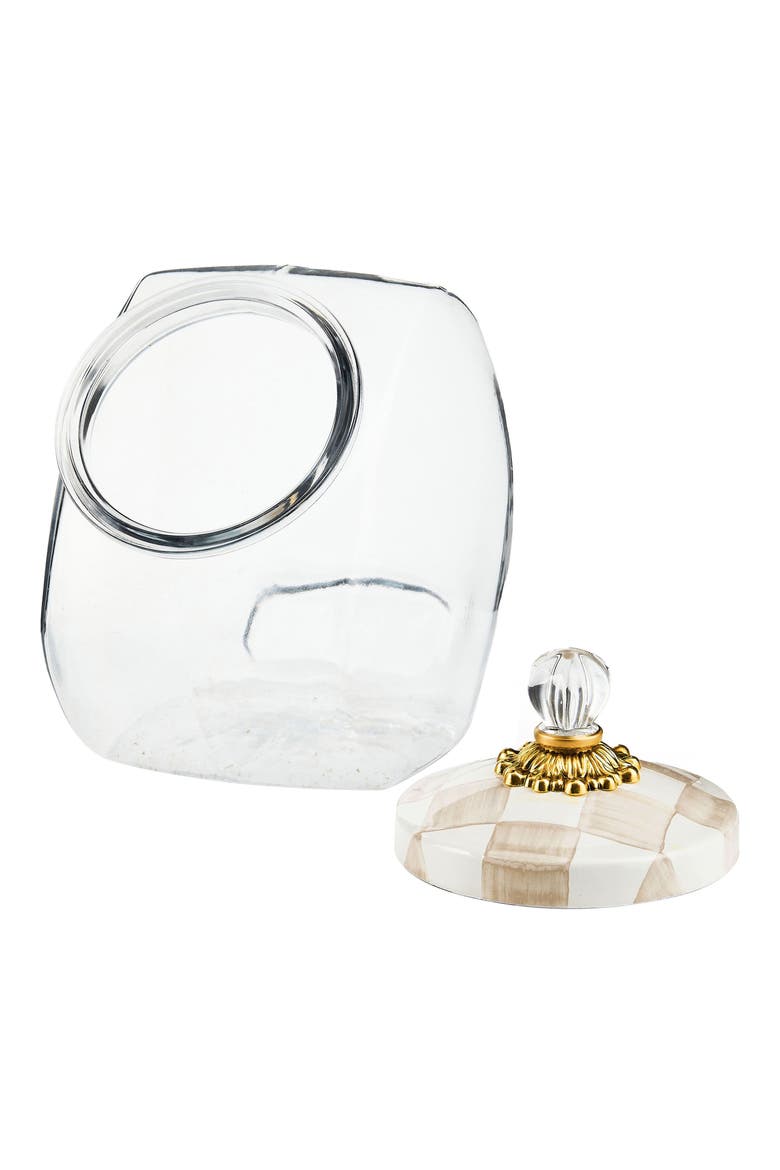 Cookie Jar with Mocha Check Lid, Alternate, color, MOCHA