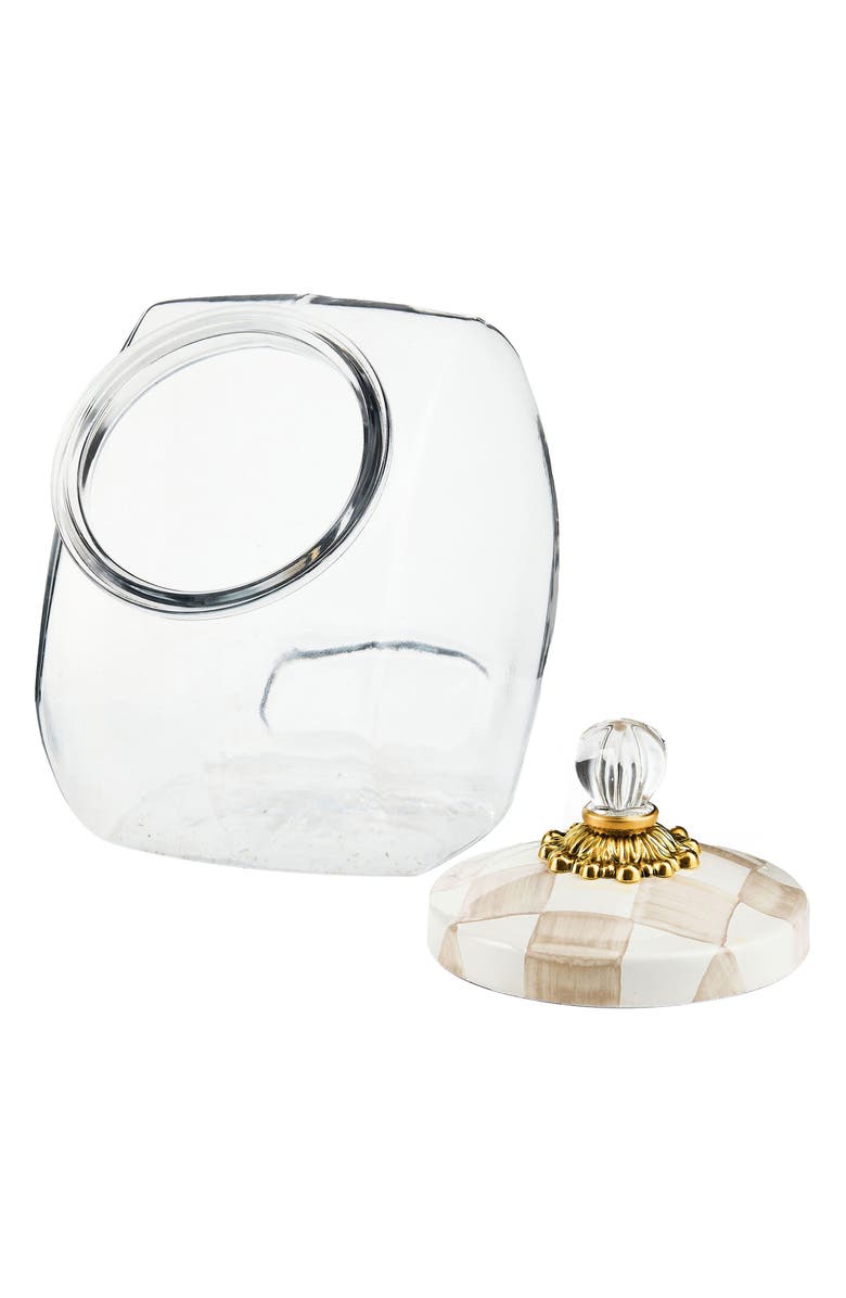 MACKENZIE CHILDS Cookie Jar with Mocha Check Lid, Alternate, color, Mocha