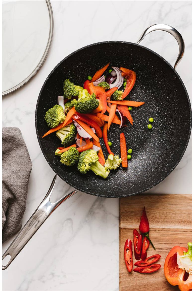 IRONROC™ 4.8 Qt Wok with Lid, Alternate, color, BLACK