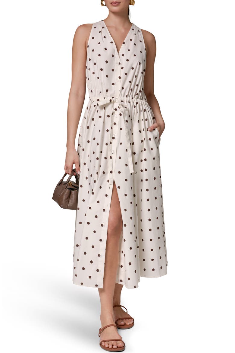 Stretch Poplin Maxi Dress, Alternate, color, CREAM DOT