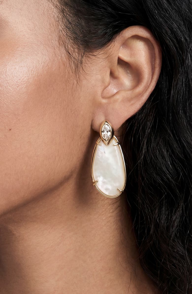 Ettika Majestic Stone Drop Earrings, Alternate, color, Bone