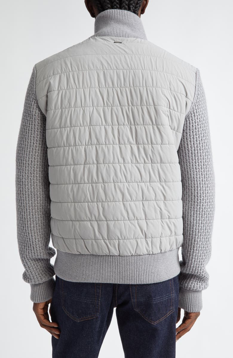 Herno Mixed Media Bomber Jacket, Alternate, color, 