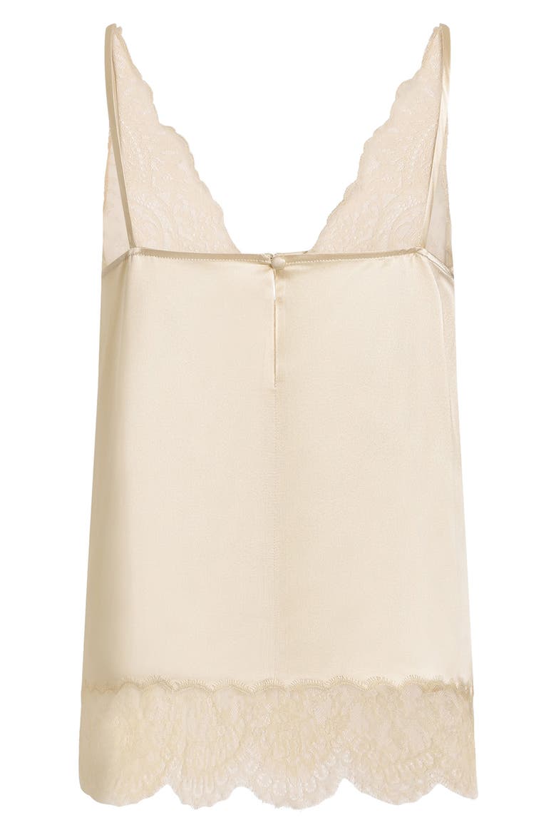 Lace Trimmed Silk Blend Satin Camisole, Alternate, color, M0169 ECRU 4