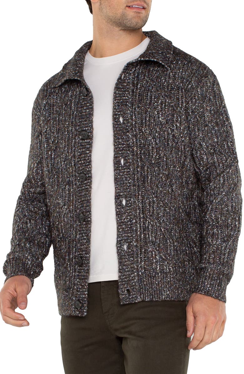 Liverpool Collared Cable Knit Cardigan, Alternate, color, 