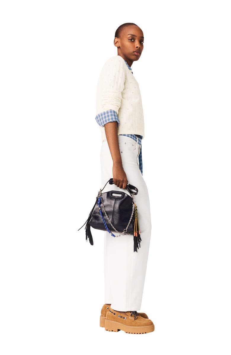 maje Rhinestone-front cardigan, Alternate, color, Ecru