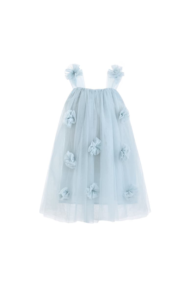 Flower-Embellished Tulle Dress, Alternate, color, Blue
