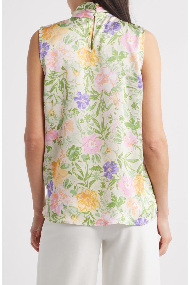 Floral Bow Neck Sleeveless Charmeuse Top, Alternate, color, FLORAL MULTI