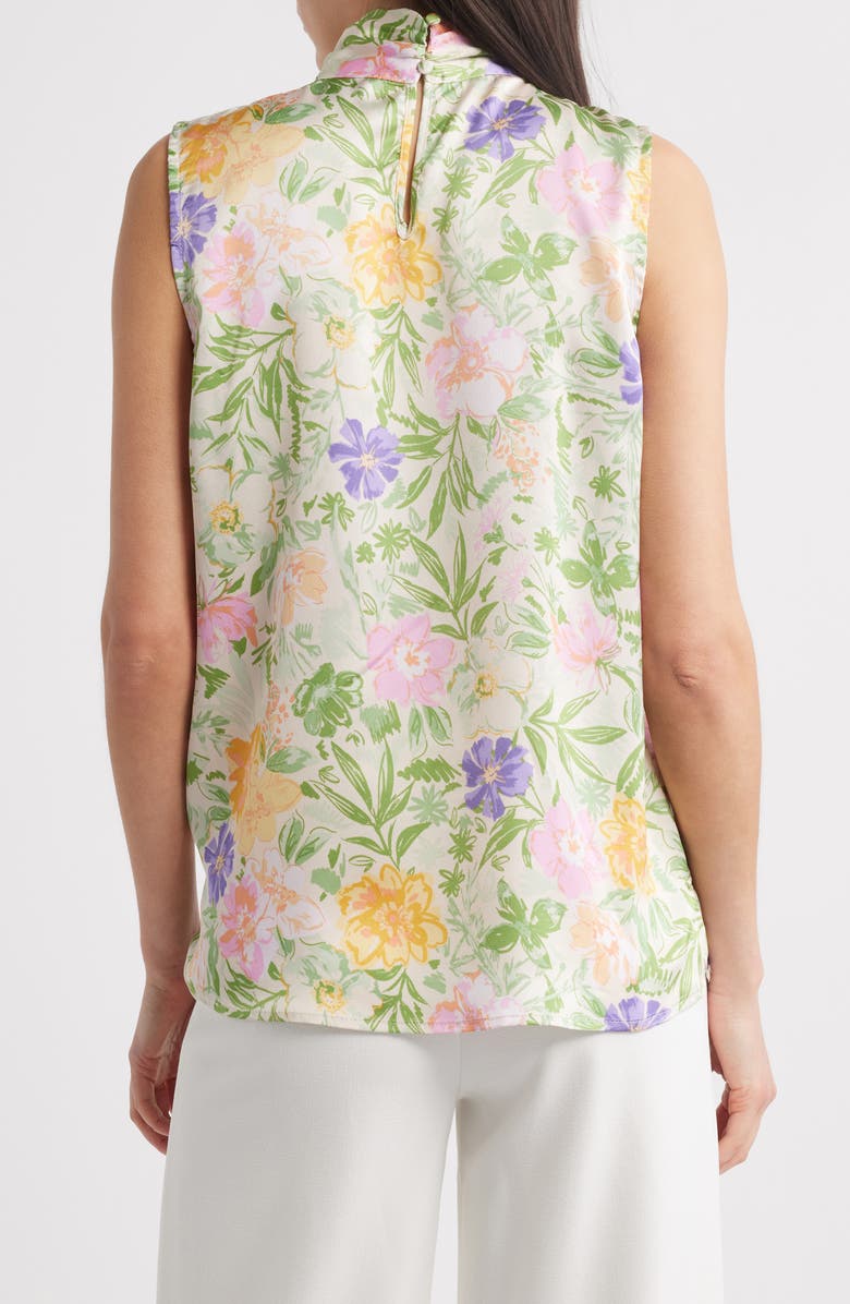Tahari ASL Floral Bow Neck Sleeveless Charmeuse Top, Alternate, color, Floral Multi