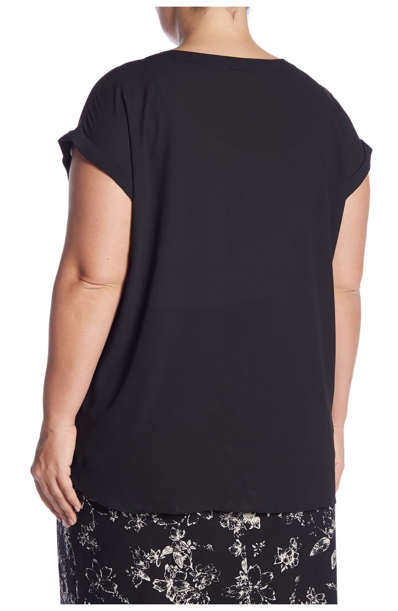 PHILOSOPHY BY RPUBLIC CLOTHING Split Neck Rolled Sleeve Blouse, Alternate, color, 