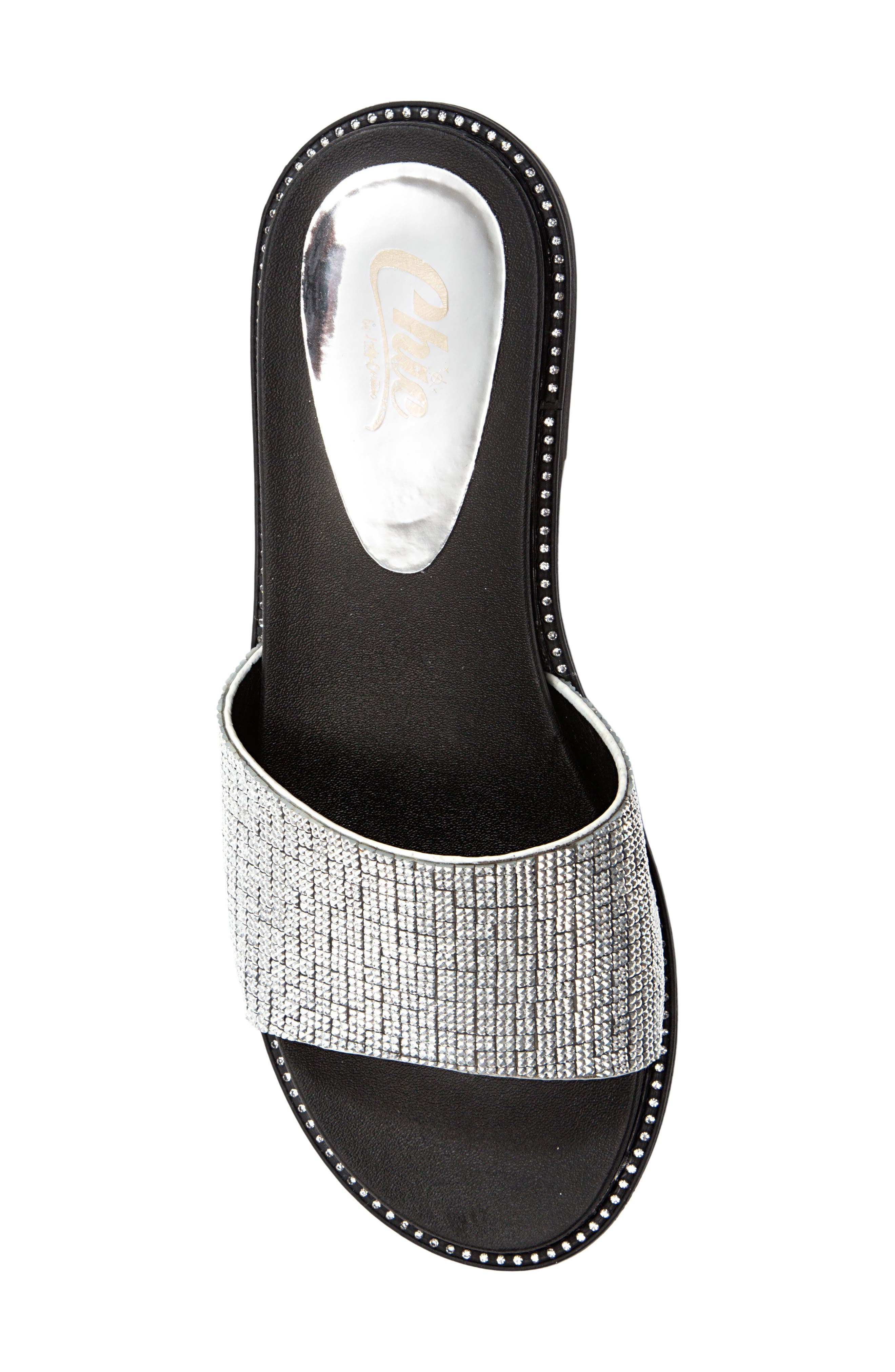 Rhinestone Slide Sandal, Alternate, color, SILVER