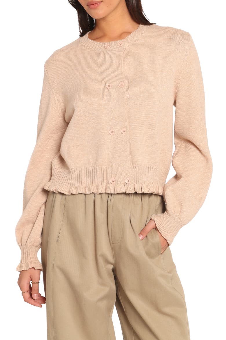 Marjorie Frill Cardigan, Main, color, BEIGE