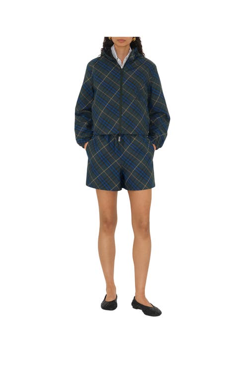 Burberry Plaid Long-sleeved Jacket In Midnight