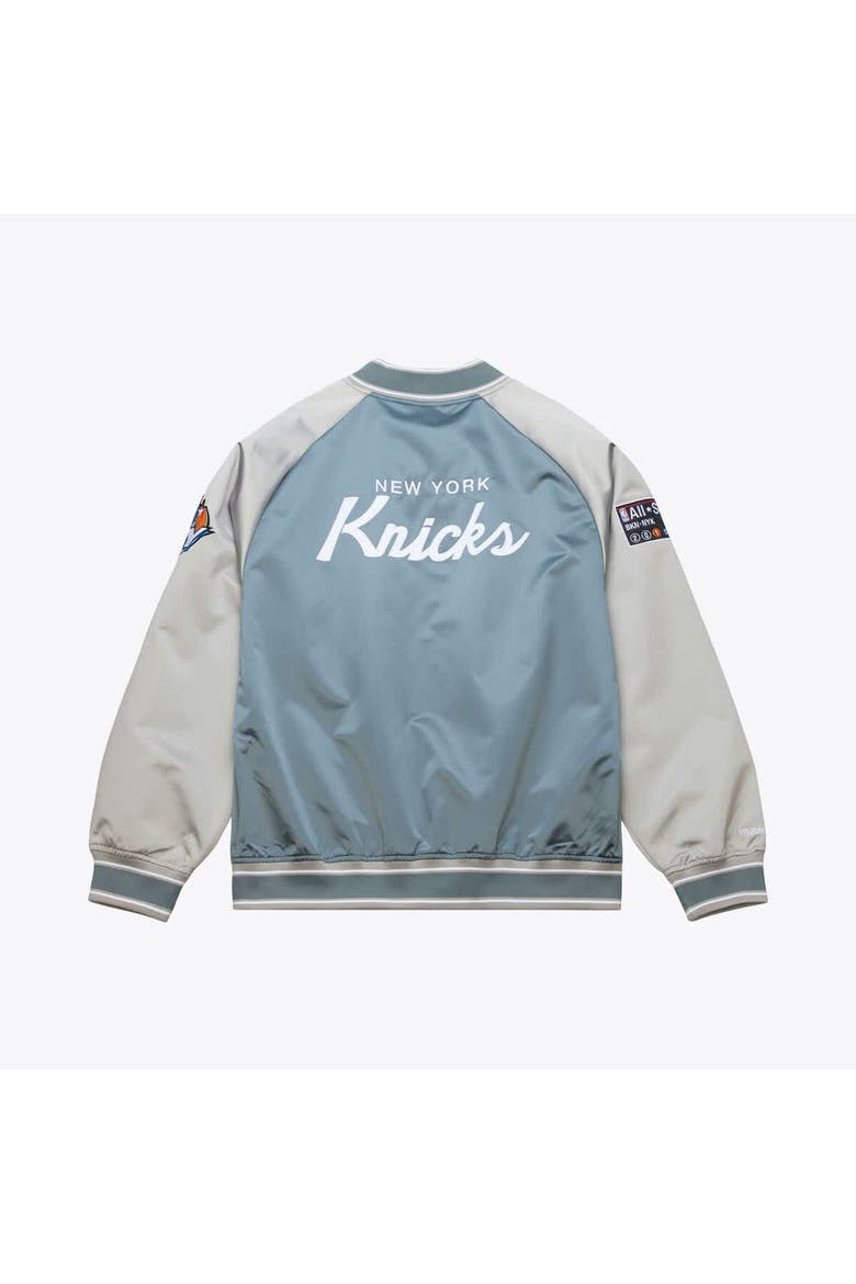 Men's Mitchell & Ness  Blue/Silver New York Knicks Thunderstorm Lightweight Satin Full-Snap Jacket, Alternate, color, Blue