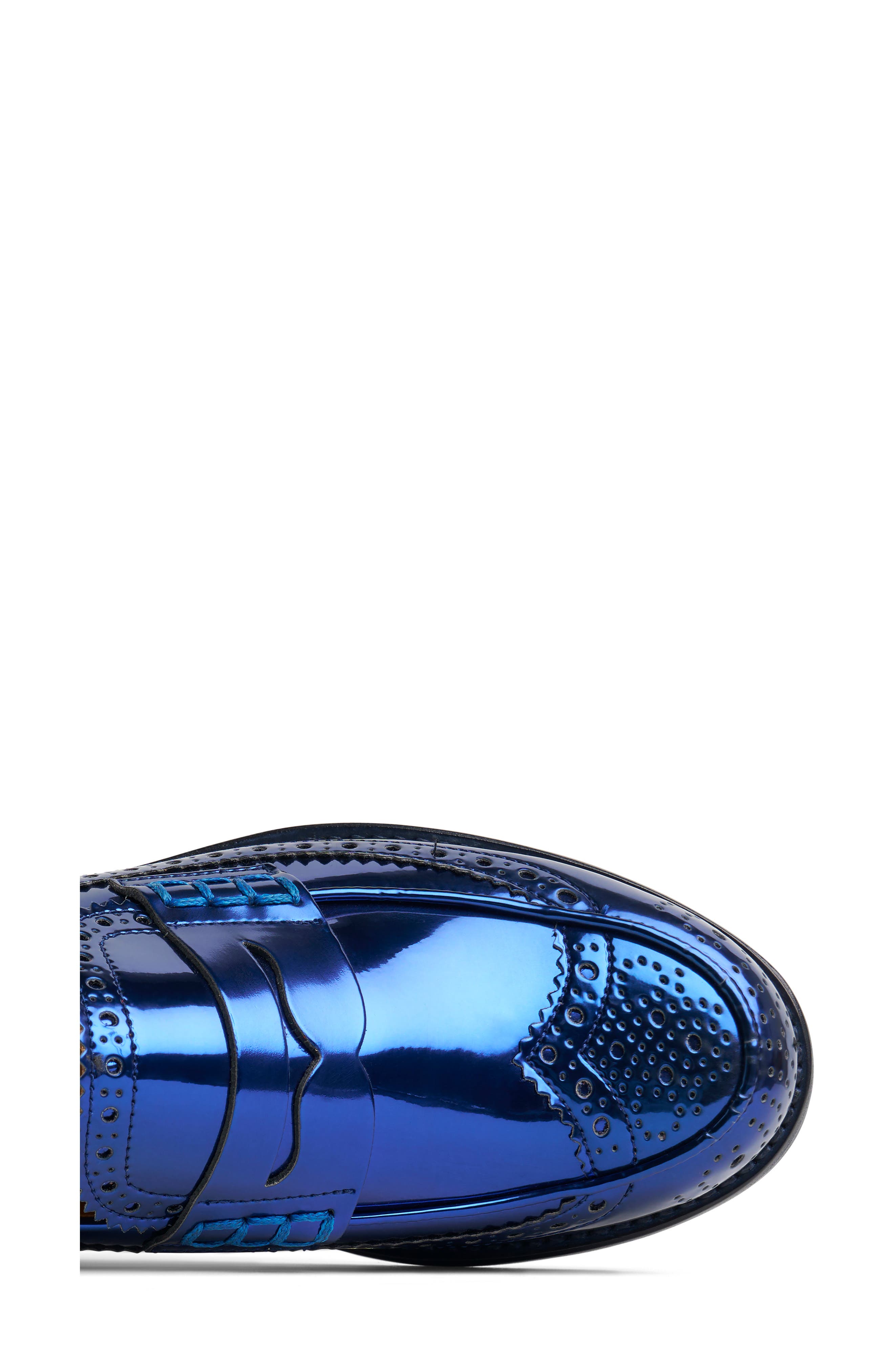 The Office of Angela Scott Ms. Wingtip Penny Loafer, Alternate, color, Navy Metallic