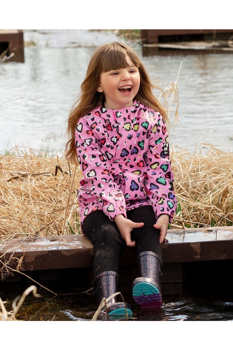 Polyurethane Heart Rain Jacket, Alternate, color, Pink Heart Print
