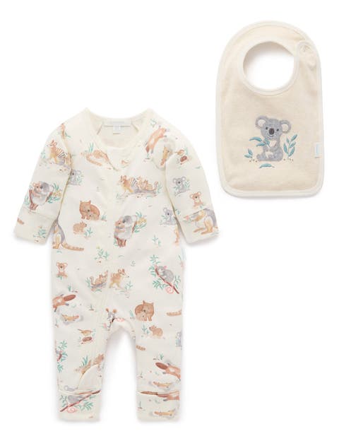 Australiana Animals Zip Romper & Bib Set