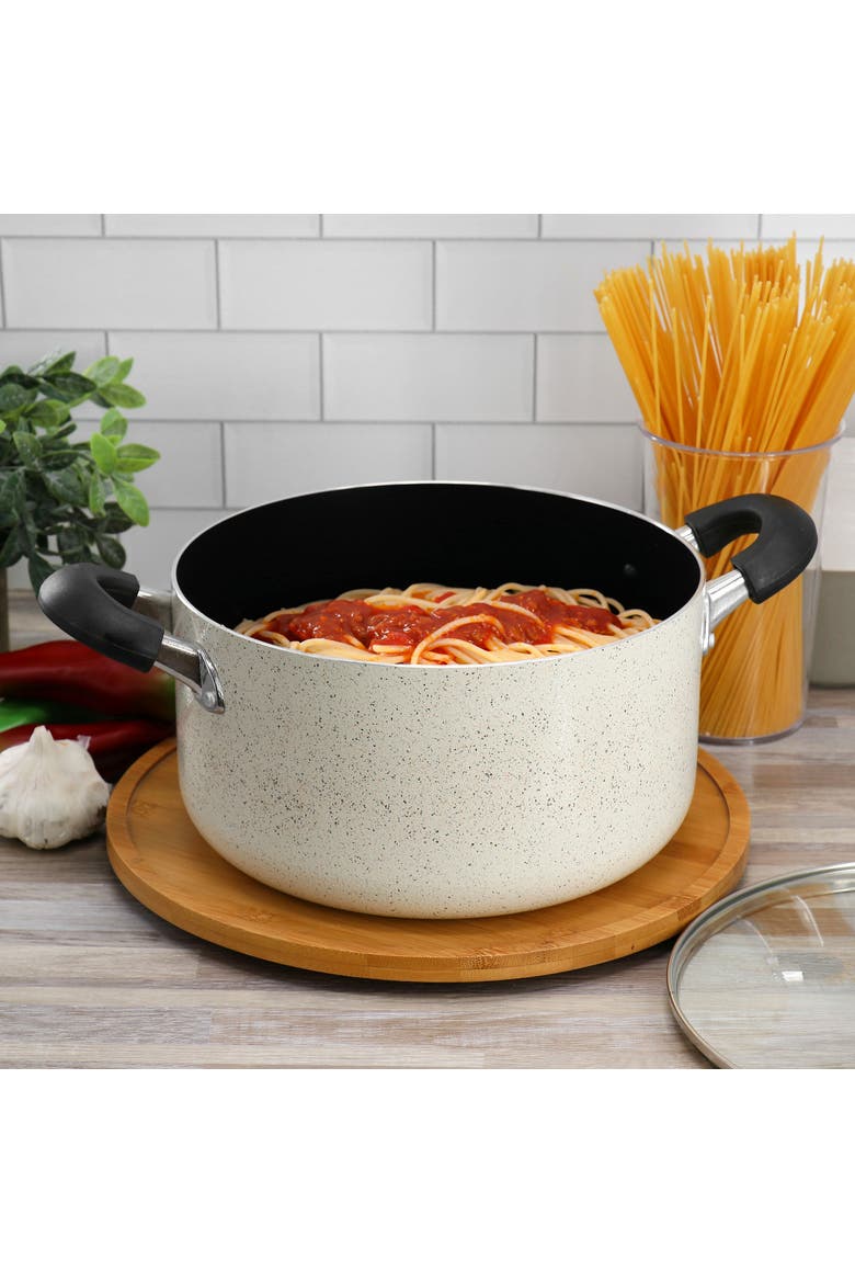 Clairborne 6 Quart Aluminum Nonstick Dutch Oven with Lid in Sand, Alternate, color, Beige