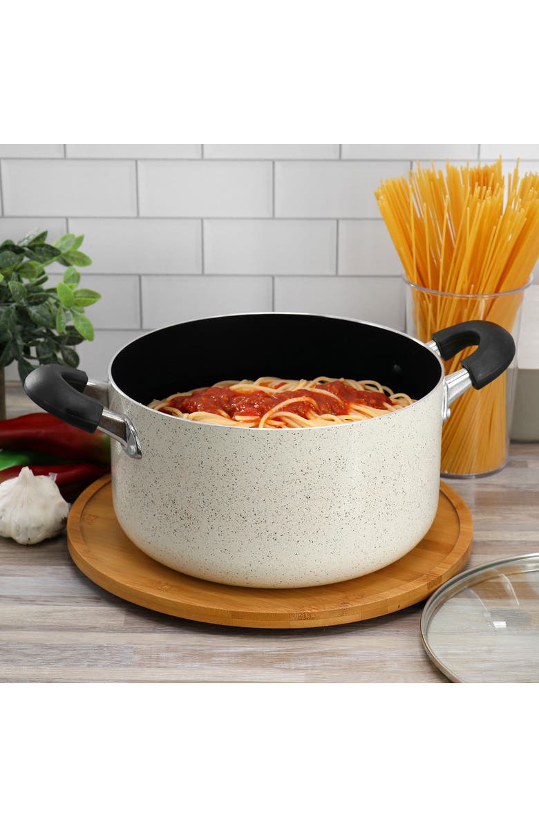 OSTER Clairborne 6 Quart Aluminum Nonstick Dutch Oven with Lid in Sand, Alternate, color, Beige