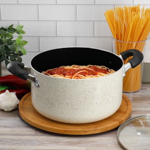 Oster Clairborne 6 Quart Aluminum Nonstick Dutch Oven With Lid In Sand In Neutral