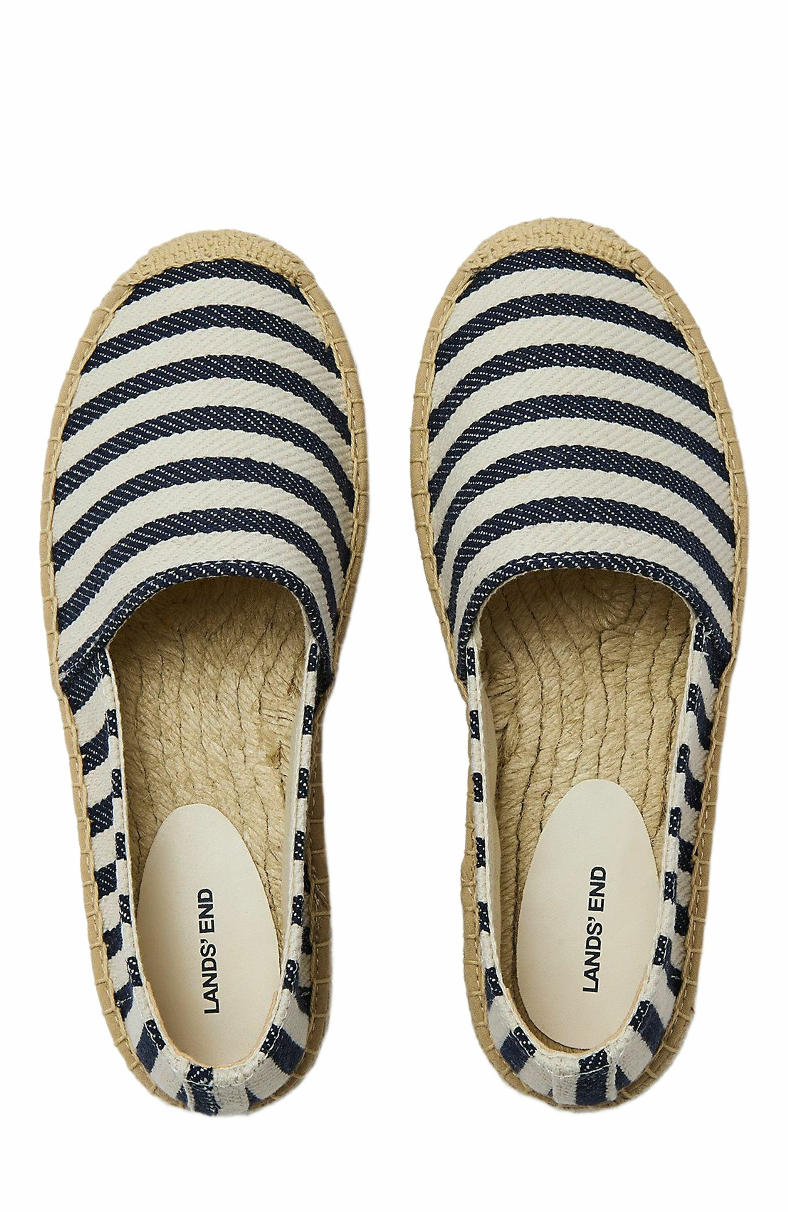 Lands' End Classic Espadrille Flats, Main, color, Deep Sea Navy Stripe