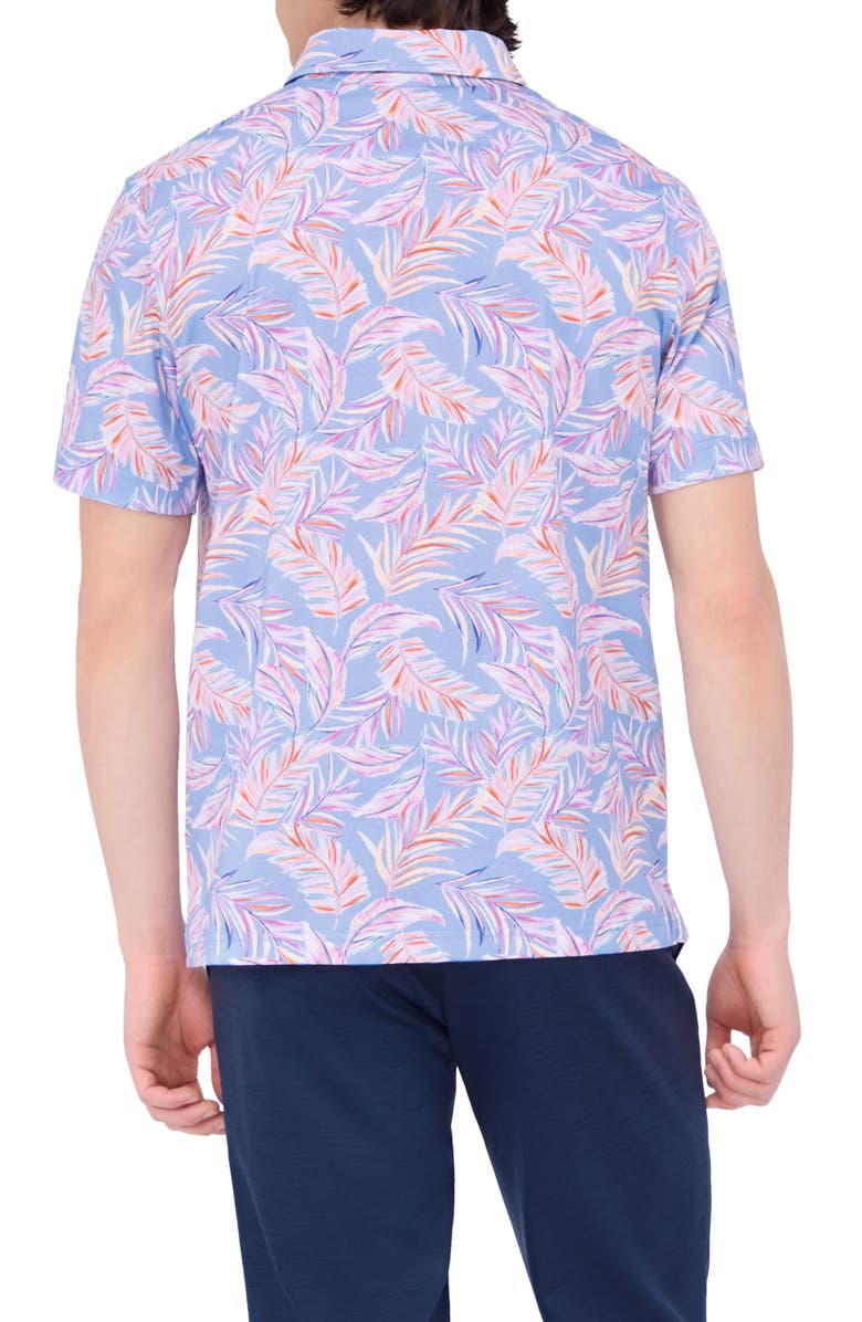 Bugatchi Hendrix Digital Leaf Print Pima Cotton Polo, Alternate, color, Sky