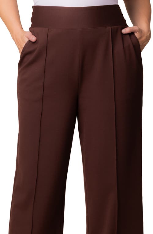 Kiyonna High Waist Wide Leg Ponte Pants In Brown