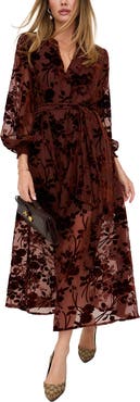 Lily and Lionel London Brezze High Neck Velvet Burnout Maxi Dress