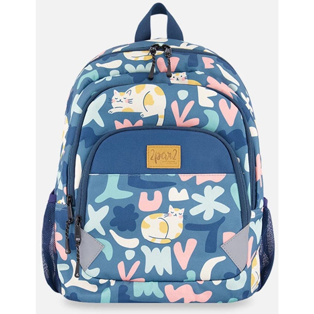 Deux Par Deux Little Kids Backpack Cat In Green