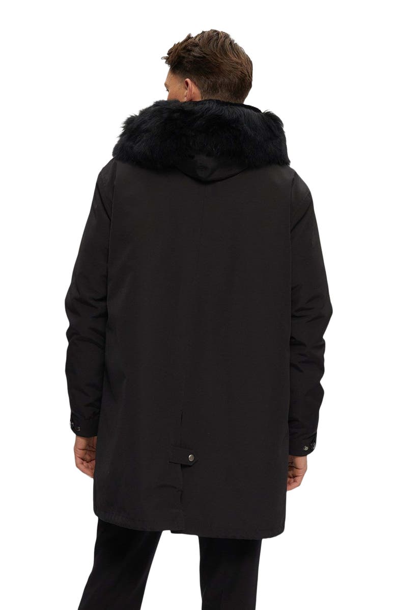 GORSKI Parka With Genuine Shearling Trim, Alternate, color, Black/Black