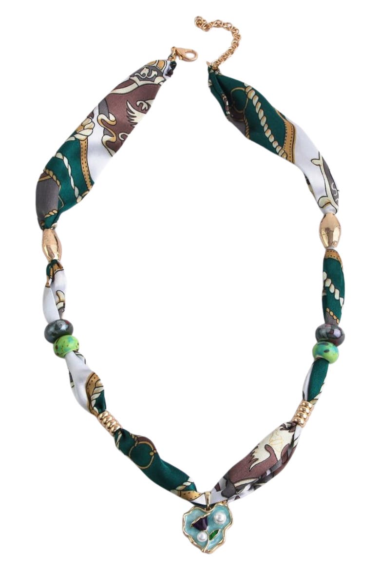 Eden Scarf Pendant Necklace, Main, color, GREEN