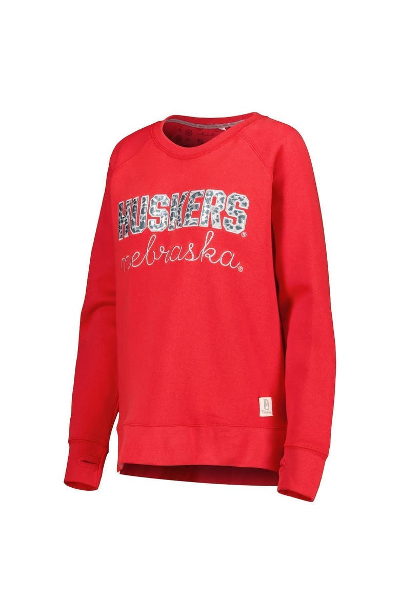 PRESSBOX Women's Pressbox Scarlet Nebraska Huskers Steamboat Animal Print Raglan Pullover Sweatshirt, Alternate, color,
