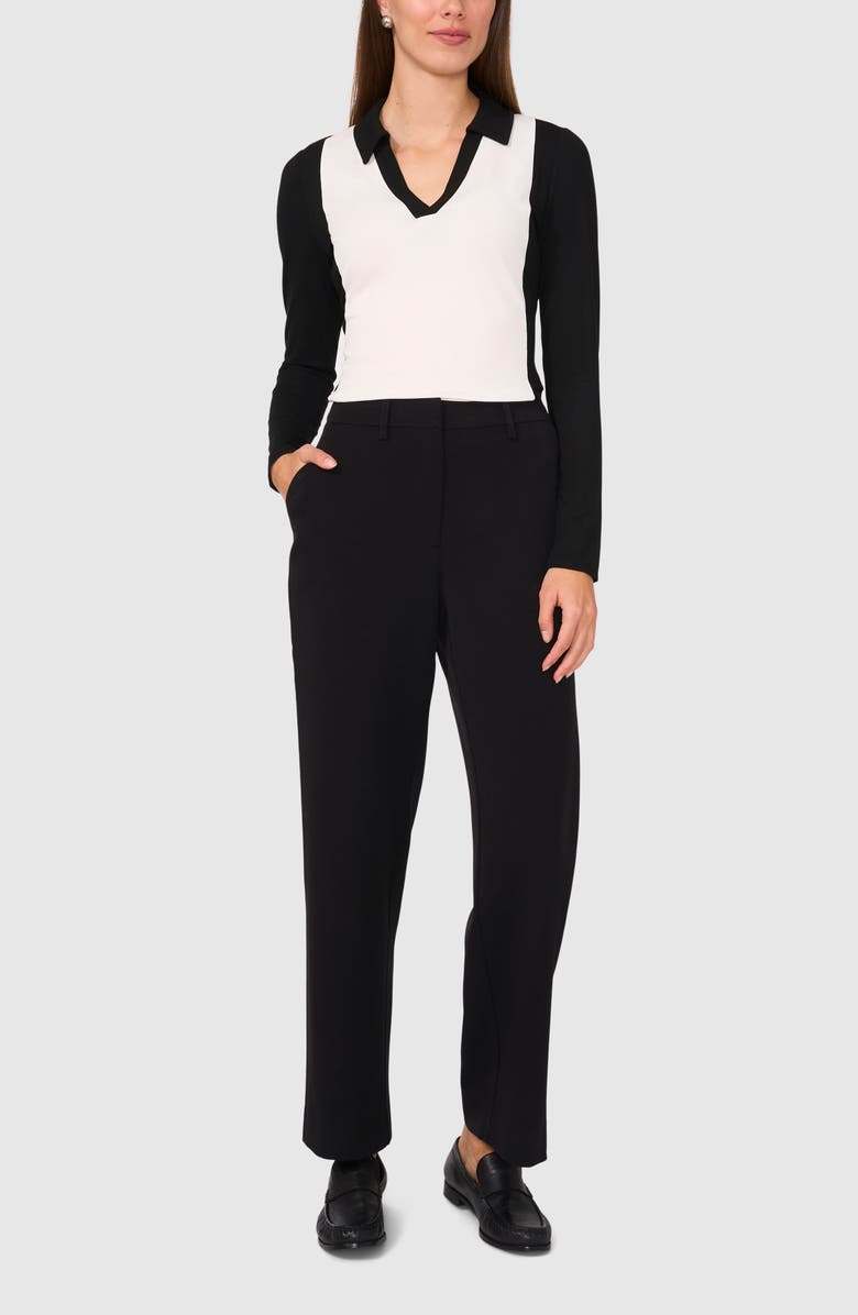 Halogen<sup>®</sup> Colorblock Johnny Collar Top, Alternate, color, Rich Black