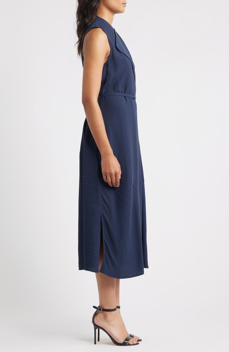 BOSS Dimosa Directional Stripe Sleeveless Midi Dress, Alternate, color, Sky Captain Pinstripe