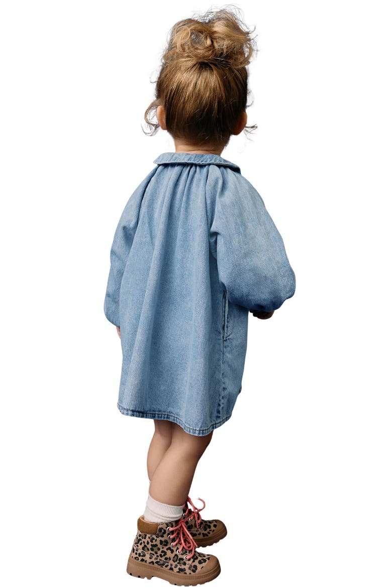 Kids' Long Sleeve Denim Shirtdress, Alternate, color, BLUE